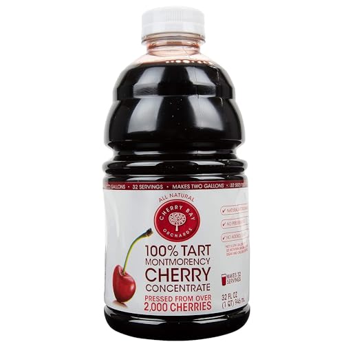 Cherry Bay Orchards Tart Cherry Concentrate - All Natural Juice to Promote Healthy Sleep, 16oz Bottle - Gluten Free, Natural Antioxidants, No Added Sugar or Preservatives