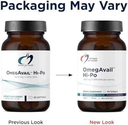 Designs for Health OmegAvail Hi-Po - TG (Triglyceride) Omega-3 Fish Oil Supplement, 1600mg EPA/DHA per Serving with Lemon + Vitamin E to Minimize Fishy Taste (60 Softgels)