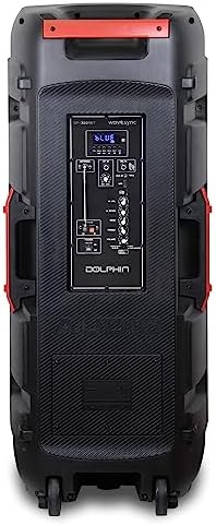 Dolphin Bluetooth Party Speaker with Wireless Mic, Triple 10" Woofers | 120W Output, LED & Strobe Lights, USB/TF/FM/AUX, Guitar & Mic Inputs