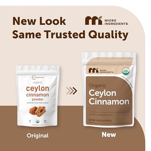 Micro Ingredients Organic Ceylon Cinnamon Powder, 2 lb Sri Lanka Source | True Cinnamon for Spice & Seasoning | Great for Baking, Cooking, & Drinks | Additive Free, Non-GMO
