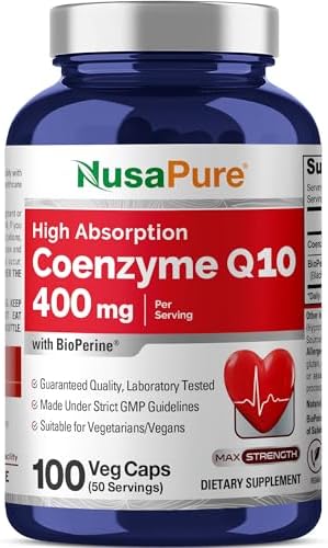 NusaPure CoQ10 400mg, Non-GMO, Vegan, 100 Veggie Capsules - 50 Servings