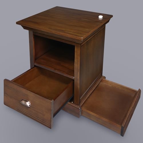 Lincoln Nightstand with Pull-Out Concealed Bottom Shelf, Concealment Furniture