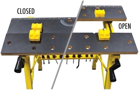 Performance Tool W54025 Portable Folding Workbench and Vise | 200 lb capacity folding work table. Printed grid