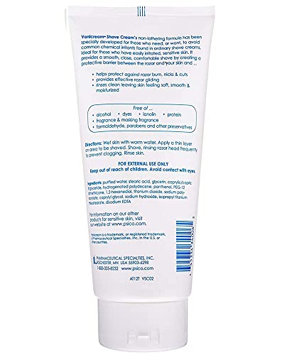 Vanicream Shave Cream for Sensitive Skin, 6oz, 2-Pack