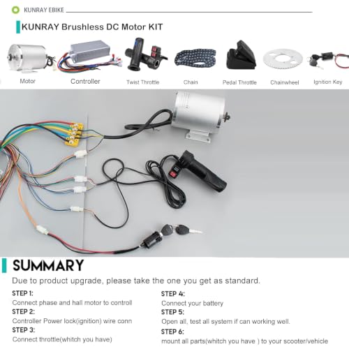 BLDC 72V 3000W Brushless Motor Kit with 50A Controller, Throttle, Pedal