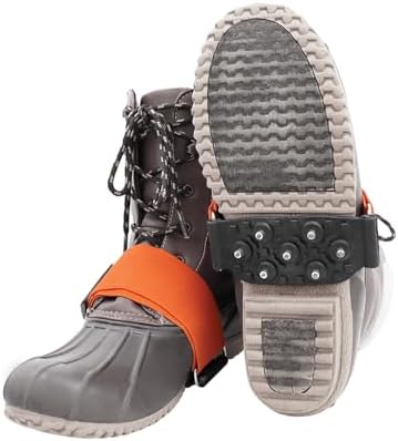 GGS Ice Cleats for Shoes & Boots – Non-Slip, Mid-Sole Spikes with Adjustable Strap for Traction in Snow and Ice, Winter Hiking, Fishing, Walking