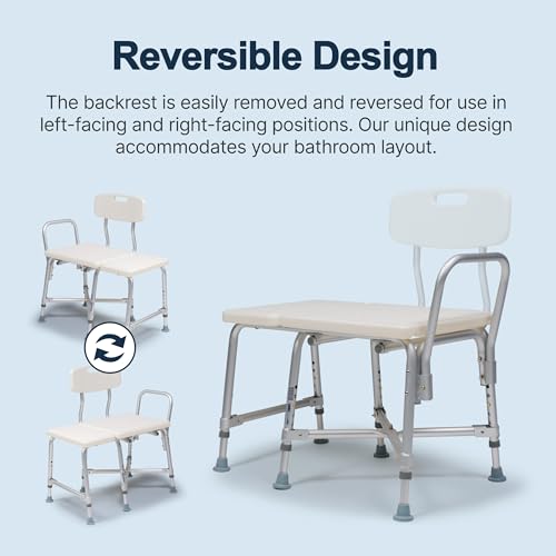 Lumex Bariatric Tub Transfer Bench, Heavy-Duty Shower & Bathtub Chair, Extra-Wide Seat, 600 lb. Limit