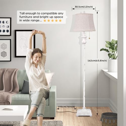 TOBUSA Traditional Floor Lamp, Standing Lamp with Bronze Fabric Shade