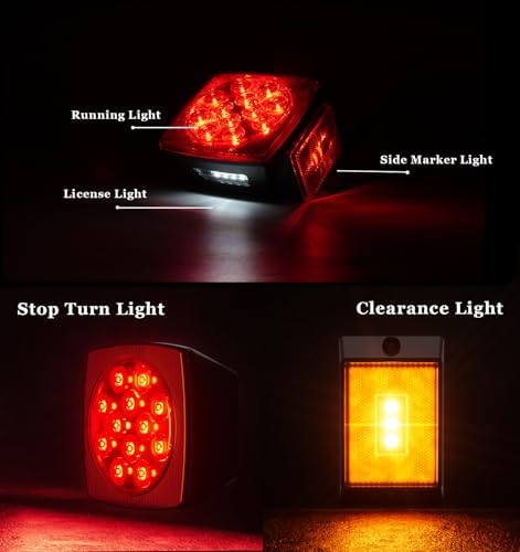 LED Trailer Light Kit, Super Bright Submersible Brake Stop Turn Tail License Lights for Under 80" Camper Truck RV Boat Snowmobile, IP68 Waterproof