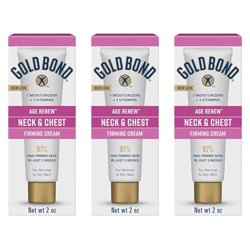 Gold Bond Age Renew Neck & Chest Firming Age Renew Cream, 2 oz | Firmer-looking skin, hyaluronic acid neck firming cream, improves elasticity and texture, dermatologist and clinically tested