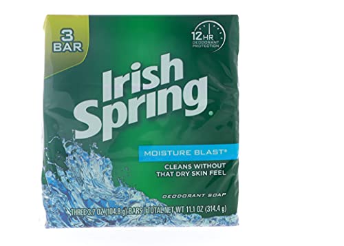 Irish Spring Deodorant Soap, Moisture Blast, 3.7 Ounce (Pack of 3)