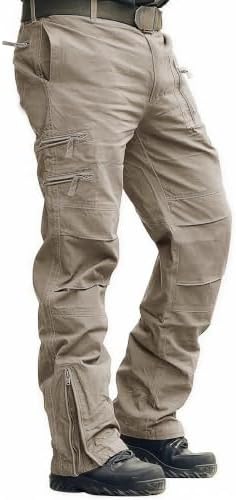 CRYSULLY Mens Tactical Cargo Pants Ripstop Cotton Military Hiking Work
