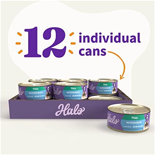 Halo Wet Cat Food Real Chicken Recipe, Grain-Free Wet Pate, Canned Cat Food for Extra Hydration, 5.5 Oz Can (Pack of 12)