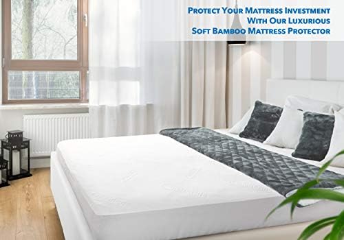 PlushDeluxe Bamboo Waterproof Mattress Protector, Queen Size, Ultra Soft