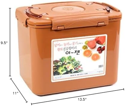 Premium Kimchi, Sauerkraut Container Probiotic Fermentation with Inner Vacuum Lid (Earthenware Brown, 0.45 gal/ 1.7L)