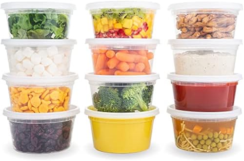 DuraHome - Deli food Storage Containers with Lids 32 oz, Quart Pack of 24 Leak-proof Freezer Safe Microwaveable Soup Storage Container - Clear Plastic Premium Quality