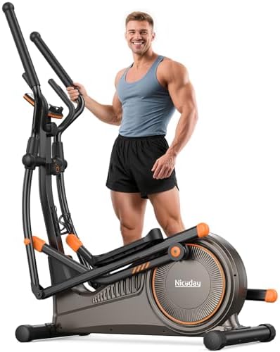 Niceday Elliptical Exercise Machine with 15.5/18/19IN Long Stride | Compact Elliptical Machine for Home Use, 16 Resistance Levels; 400LBS Stable Loading Capacity; Kinomap APP Support
