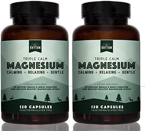 Natural Rhythm Triple Calm Magnesium Complex - 120 Capsules, Chelated Magnesium Glycinate, Taurate & Malate, High Absorption Supplement for Sleep, Stress, Muscle & Heart Support, Non-GMO, Vegan