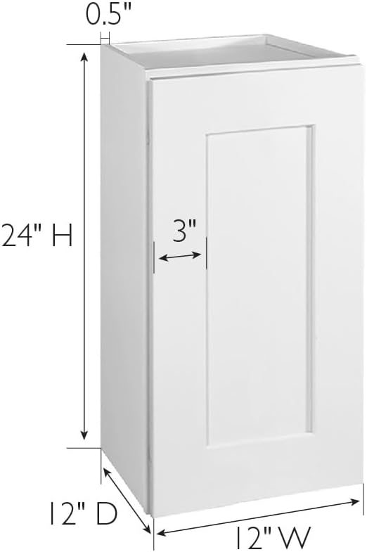 Design House Brookings Kitchen Wall Cabinet, 12", White | Adjustable Shelves, Adjustable Hinges, Wall Mount, Contemporary/Modern, Wood, Kitchen, 561530