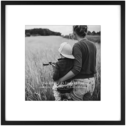 MCS East Village Picture Frame, 18x18 Matted to 12x12, Black, 2-Pack