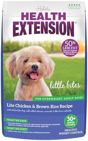 Health Extension Little Bites LITE Dry Dog Food, Chicken & Brown Rice for Toy and Small Breeds, Supports Healthy Weight, with Probiotics & Superfoods for Digestion & Coat Health, 4 lb Bag