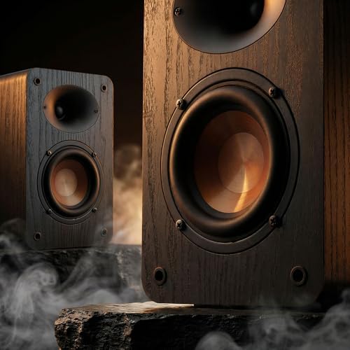 RIOWOIS Passive Bookshelf Speakers, Home Stereo Speakers for Record Player | Silk-Dome Horn Tweeter, 4 inch Woofer, Gold-plated Terminals