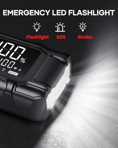 FLYLINKTECH Car Battery Jump Starter, 8000A Peak 26800mAh Jump Start Battery Pack(for All Gas or up to 12L Diesel)