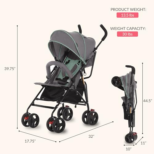 Dream On Me Vista Moonwalk Baby Stroller in Light Gray, Lightweight Infant Stroller with Compact Fold