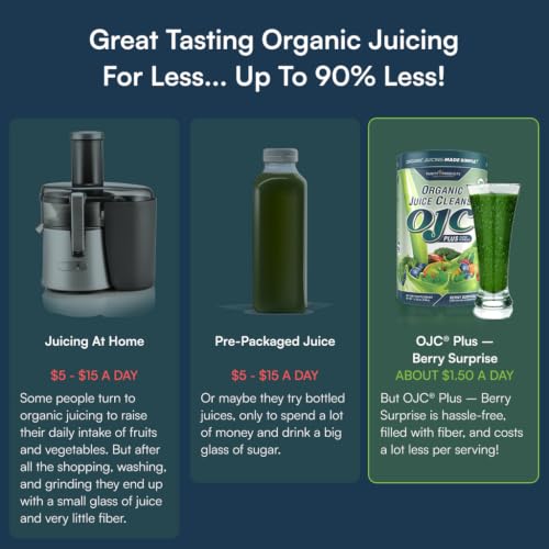 Purity Products Certified Organic Juice Cleanse OJC Plus Berry Surprise - 30+ Organic Veggies and Fruits - 5 Grams of Fiber - Promotes Energy and