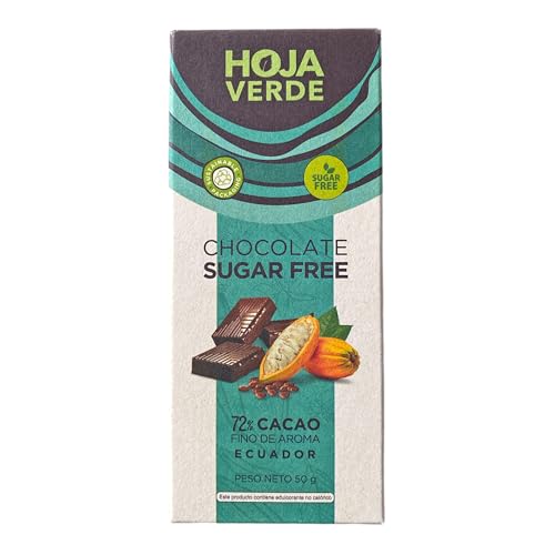 Hoja Verde Dark Chocolate Sugar, Dairy Free Bars, Keto Friendly, Certified Organic | Vegan, Natural, Non-GMO and Gluten Free (100% Pure)