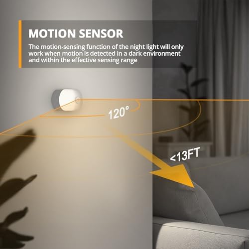Lyridz Rechargeable Battery Night Light with Motion Sensor, Portable Mini Warm White LED Stick-on Closet Light, Adjustable Brightness for Bathroom