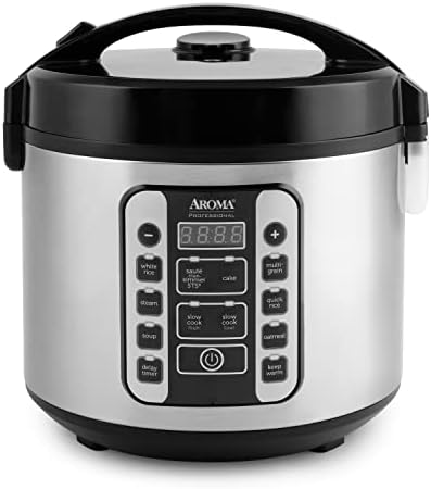AROMA Digital Rice Cooker, 4-Cup (Uncooked) / 8-Cup (Cooked), Steamer, Grain Cooker, Multicooker, 2 Qt, Stainless Steel Exterior, ARC-914SBD