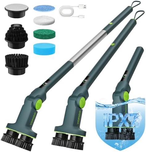Electric Spin Scrubber Cordless Cleaning Brush | Adjustable Handle and Powerful Motor for Deep Cleaning Bathroom, Tile, Shower