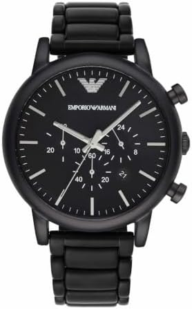 Emporio Armani Watch for Men, Chronograph Movement and 46 mm Case Size with Stainless Steel, Leather or Silicone Strap