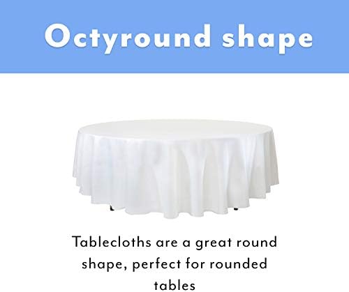 Upper Midland Products White Paper Table Cloths for Round Tables - 82” Octyround Paper Tablecloths with Plastic Backing Round Paper Table Cover