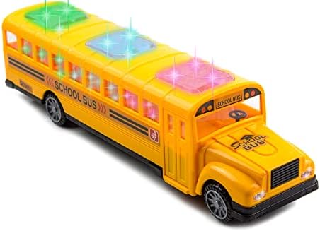 Yellow School Bus with Flashing LED Lights and Bus Sounds. Bump and Go Action Bus for Boys and Girls 3 Years Old and Above