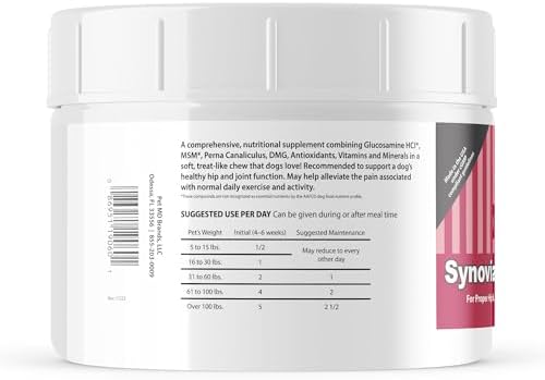 VPS SynovialMax Hip & Joint Soft Chews for Dogs - 240 count | Glucosamine for Dogs with MSM and Vitamin C - Advanced Dog Hip and Joint Supplement - Liver Flavor