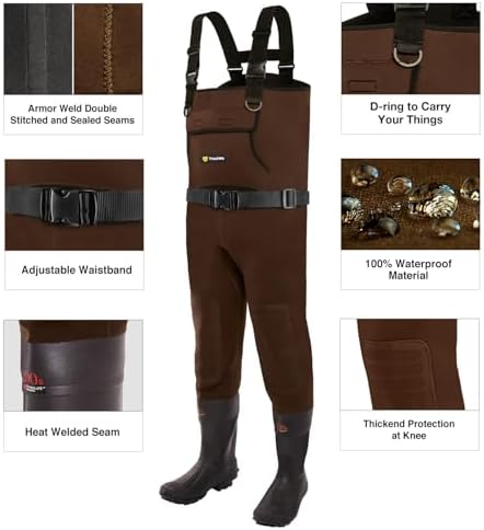 TIDEWE Neoprene Chest Waders for Men, Waterproof Bootfoot for Hunting | Warm Waterproof Slip-Resistant Men's Bootfoot Fishing Waders for Hunting & Wetland Work