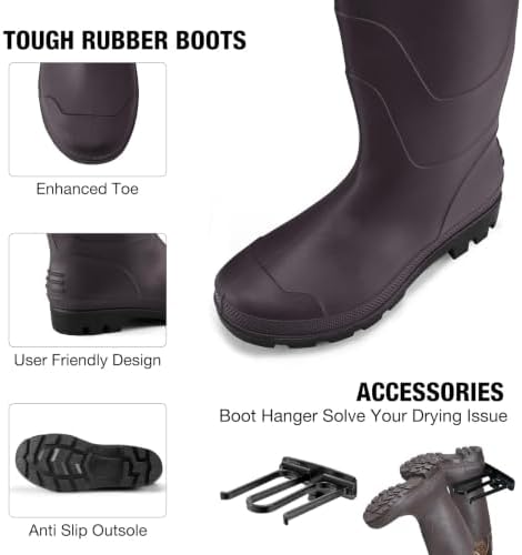Waders for Men Waterproof Women Fishing Chest Wader with Boots | 2-Ply Nylon/PVC, for hunting & fishing, with boot hanger