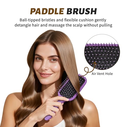 Hair Brush for Men and Women, 4Pcs Brush and Comb Set Detangling All Hair