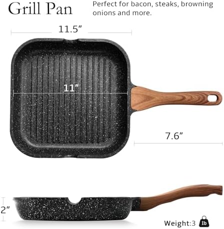 ESLITE LIFE Nonstick Grill Pan for Stove Tops, Versatile Griddle with Pour Spouts