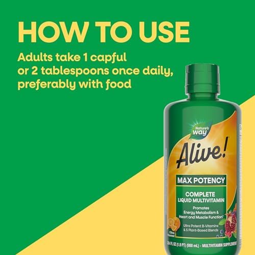 Nature's Way Alive! Max Potency Complete Liquid Multivitamin, 30.4 Fl Oz | Liquid Vitamin Promotes Energy Metabolism