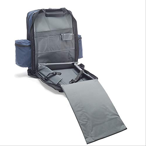 21st Century Plus Home Care Backpack: Waterproof 600D, Ergonomic Straps, Lockable Zippers - Laptop Sleeve & Mesh Pockets, 11.5"x9"x16", Navy
