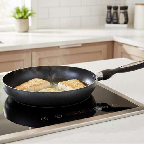 Alpine Cuisine Fry Pan 13-Inch Nonstick Coating Gray, Frying Pans Nonstick for Stove with Stay Cool & Comfortable Handle, Durable Nonstick Cookware, Ideal for Family