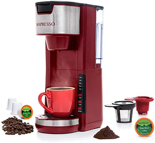 Mixpresso Black Single Serve Coffee Brewer K-Cup Pods Compatible & Ground, 30 oz Compact Coffee Maker Single Serve With 5 Brew Sizes Up To 14 Oz