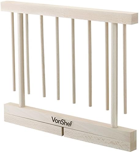 VonShef Pasta Drying Rack - Collapsible Wooden Spaghetti, Noodle and Fresh Pasta Drying Stand - Natural Beechwood