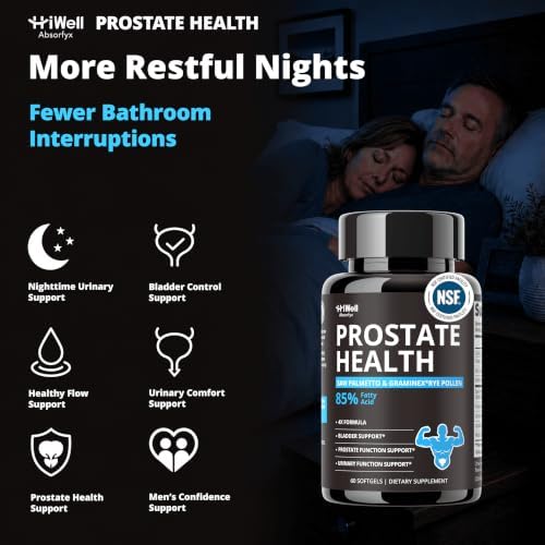 Prostate Health Supplement for Men, 30-Day Supply, 60 Ct | Saw Palmetto Oil 85% Fatty Acids, Pumpkin Seed Oil, Graminex® Rye Pollen
