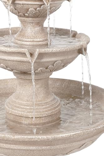 John Timberland Stafford 48" Three Tier Traditional Garden Outdoor Fountain | Large Italian Indoor Decor Faux Stone Floor Waterfall 3-Tier Standing