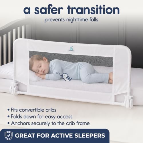 Hiccapop Convertible Crib Bed Rail for Toddlers, Crib Rail Guard, White