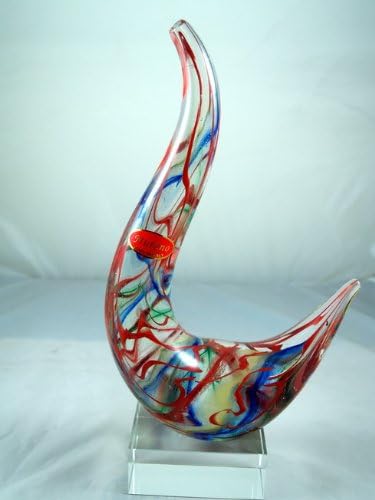 M Design Art Handcraft Dual Layer Rainbow Swirls Mix Lighting Wave Glass Sculpture